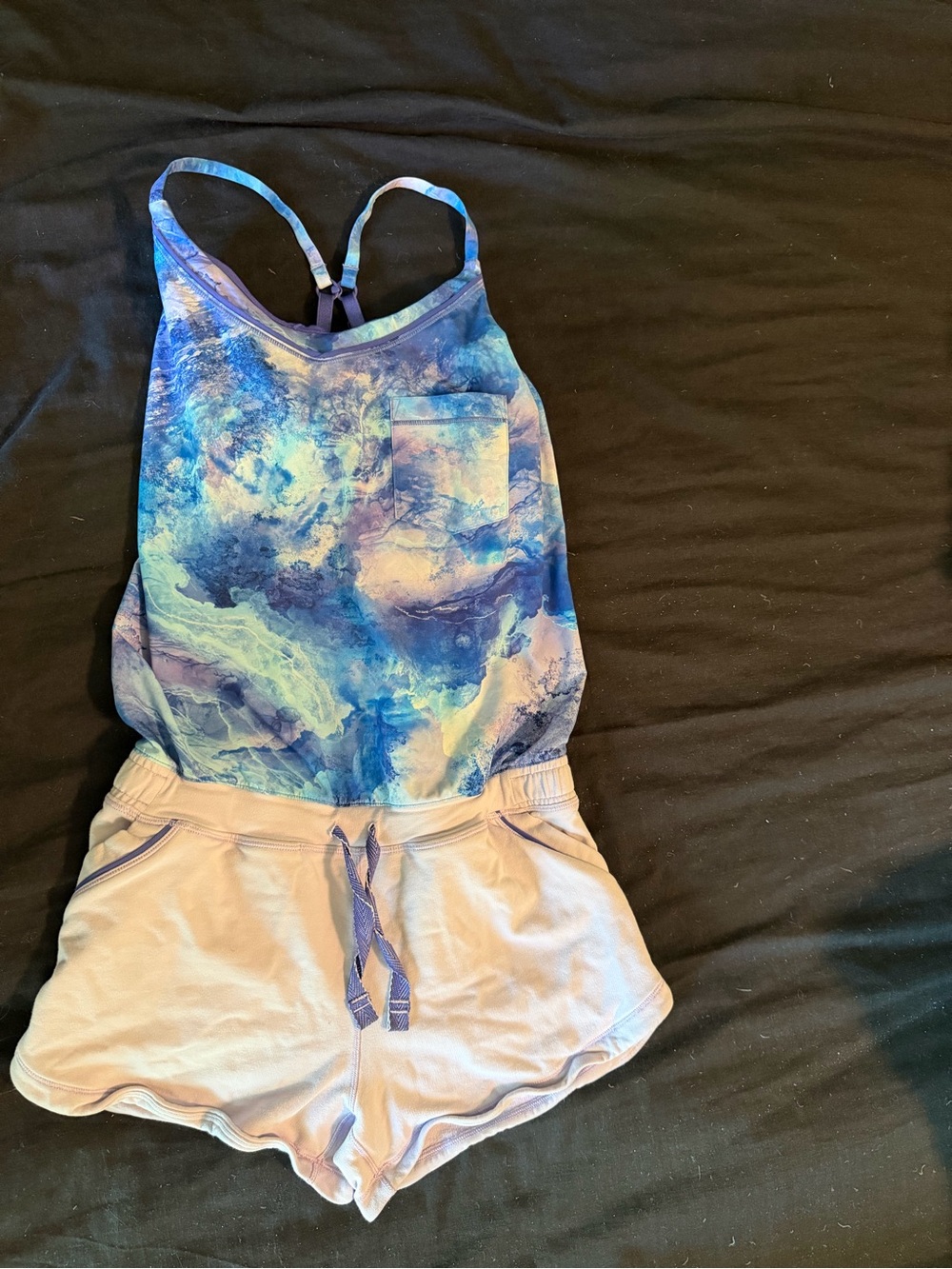 Ivivva Girls Blue Marble Print One-Piece Romper